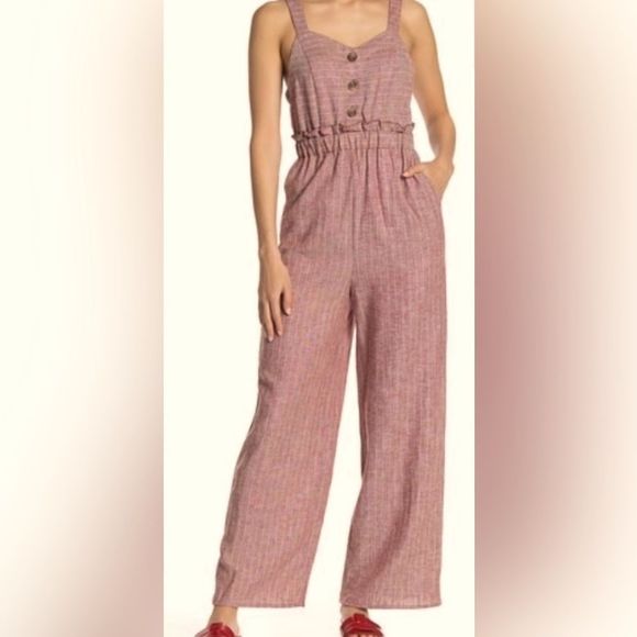NWT Romeo +Juliet Couture Linen Blend Jumpsuit - Picture 1 of 9
